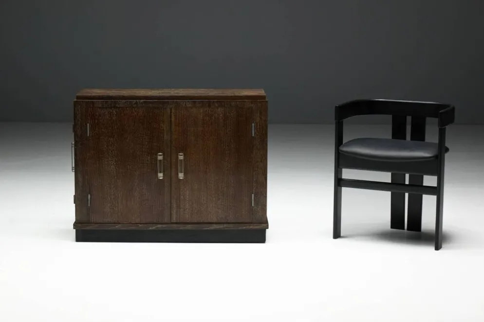 Cabinet en chêne Art Déco moderniste, France, années 1940