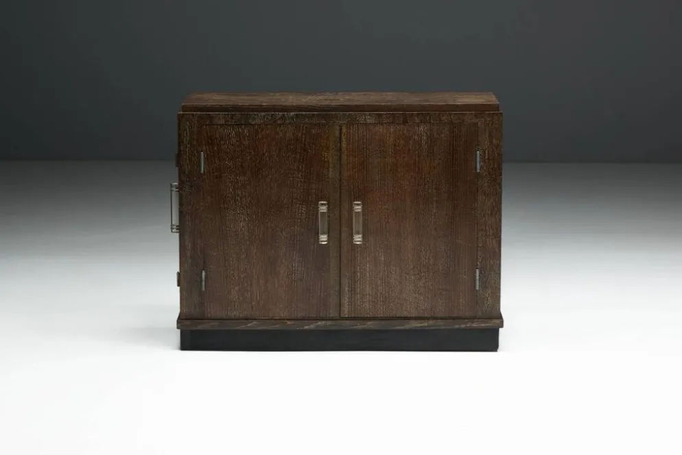 Cabinet en chêne Art Déco moderniste, France, années 1940