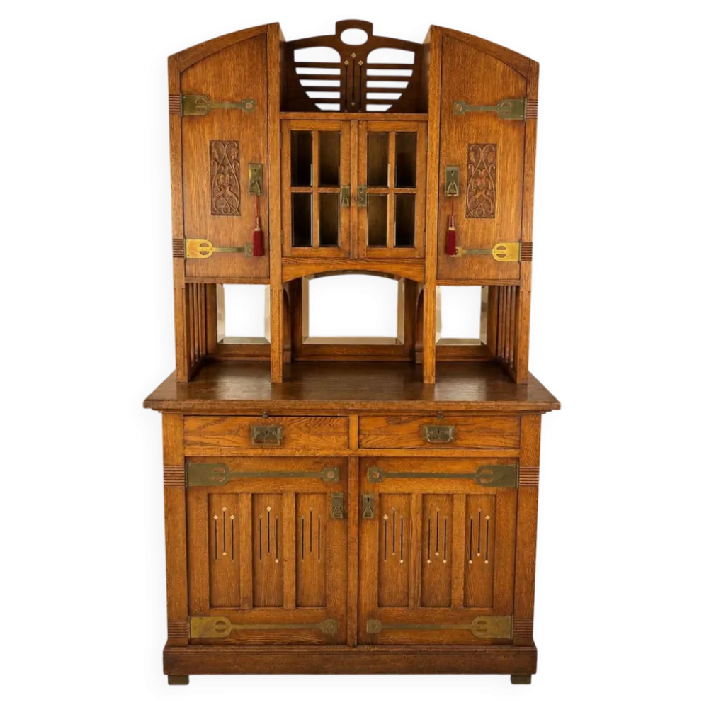 Cabinet en chêne Art Nouveau, années 1930