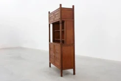 Cabinet en chêne de style Jugendstil avec section d'étagère ouverte, Pays-Bas vers 1900