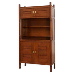 Cabinet en chêne de style Jugendstil avec section d'étagère ouverte, Pays-Bas vers 1900