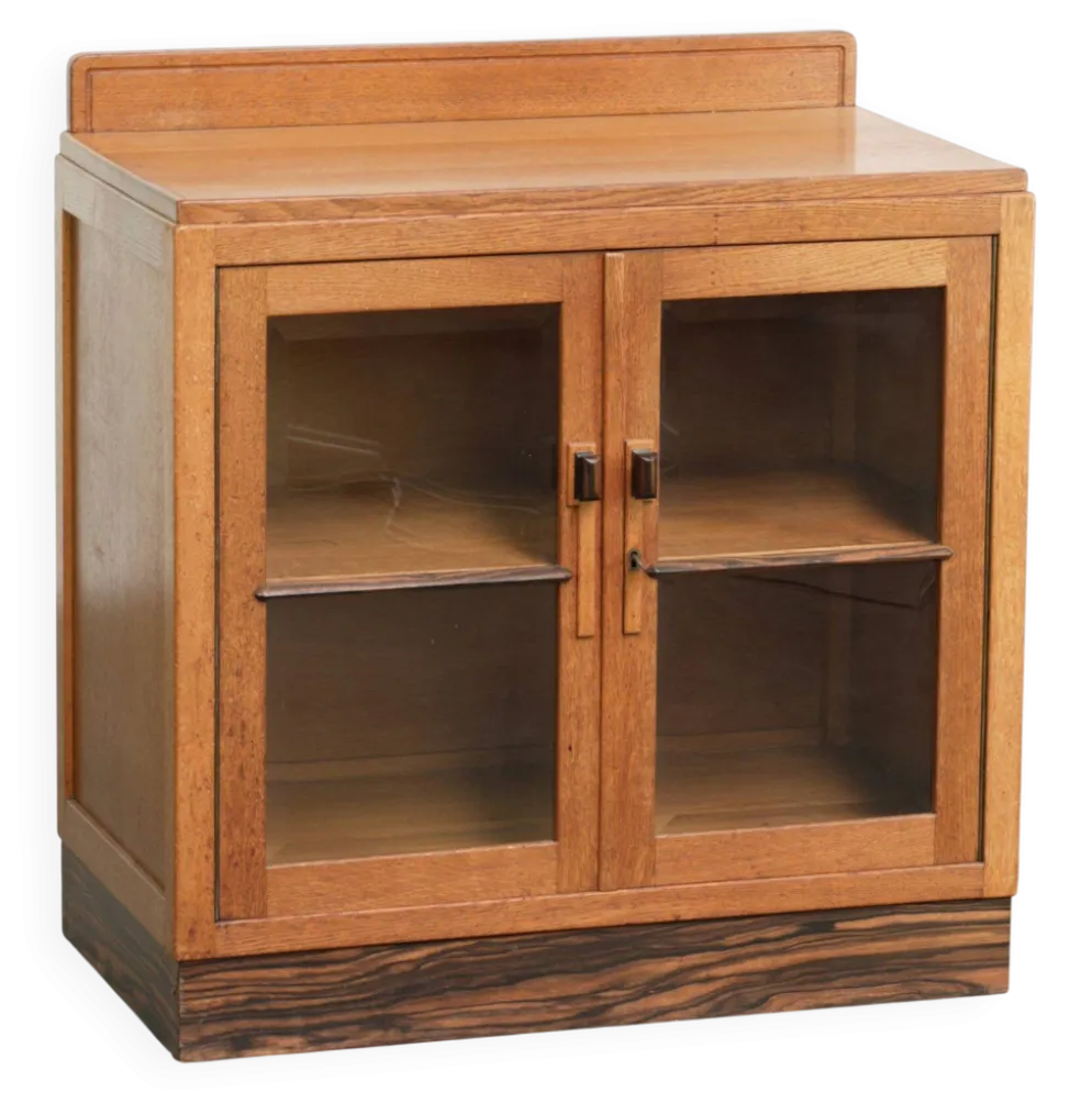 Cabinet en chêne néerlandais subtil de l'École d'Amsterdam / cabinet Art Déco avec portes en verre