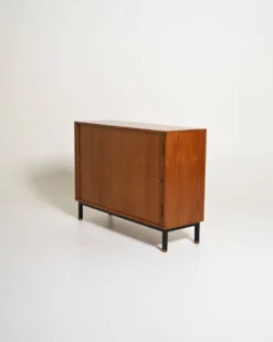 Cabinet en chêne scandinave avec porte tambour, années 1960