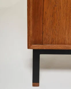 Cabinet en chêne scandinave avec porte tambour, années 1960