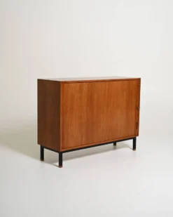 Cabinet en chêne scandinave avec porte tambour, années 1960