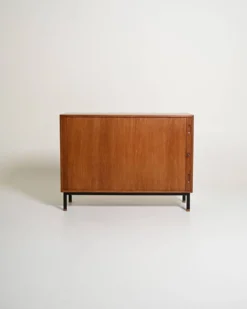 Cabinet en chêne scandinave avec porte tambour, années 1960