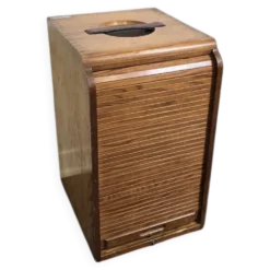Cabinet en chêne à tambour industriel des années 30, forme portable