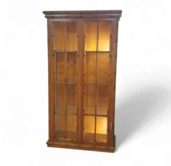 Cabinet en faux bambou par Jonathan Adler / couches de verre / années 1980