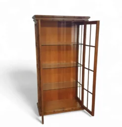 Cabinet en faux bambou par Jonathan Adler / couches de verre / années 1980