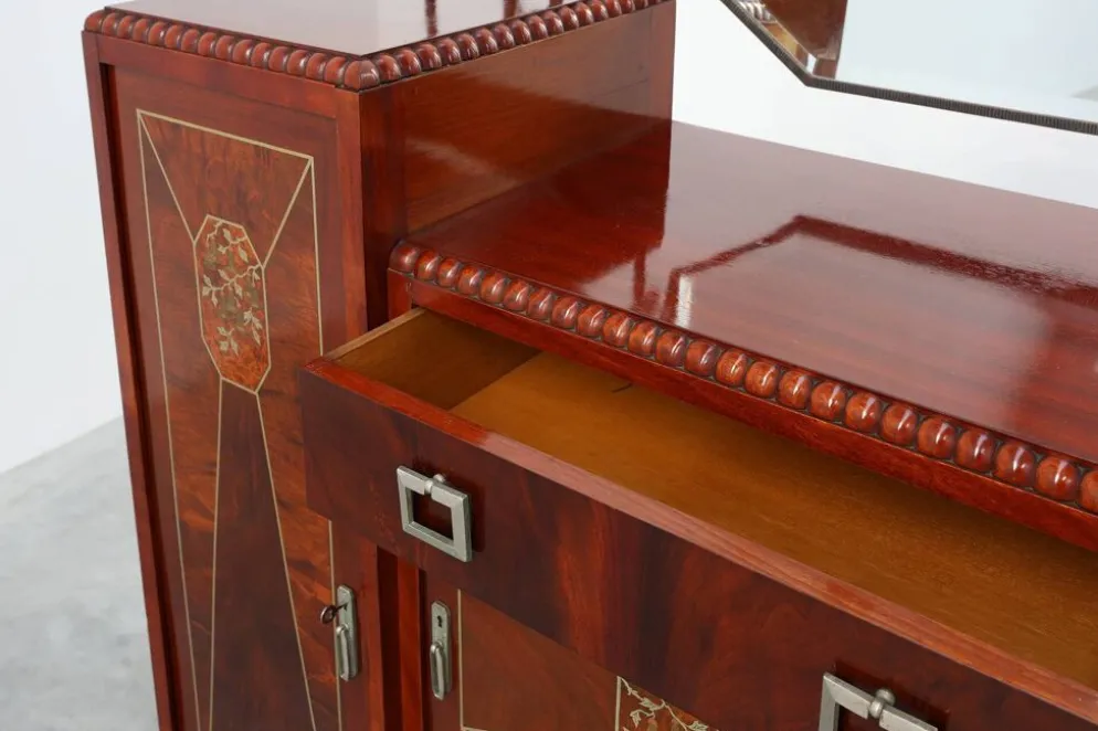 Cabinet en marqueterie Art Déco par De Coene Frères, Belgique, vers 1925