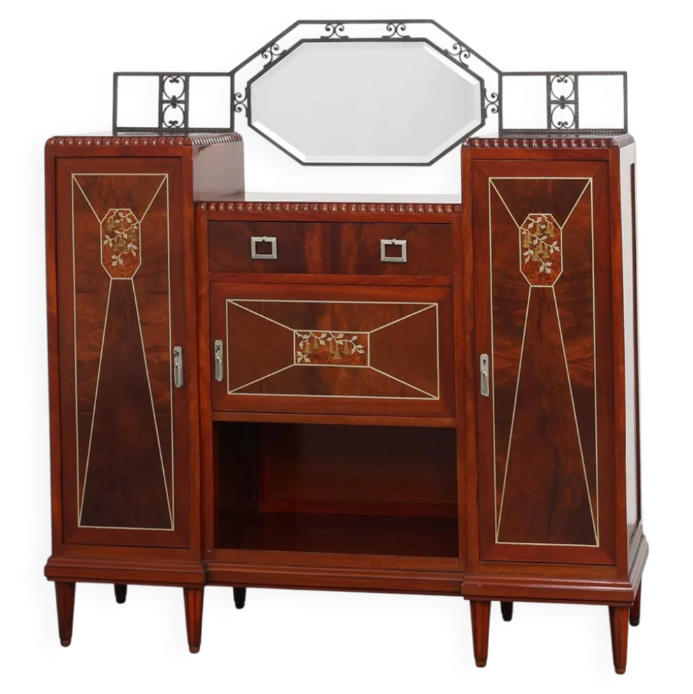 Cabinet en marqueterie Art Déco par De Coene Frères, Belgique, vers 1925