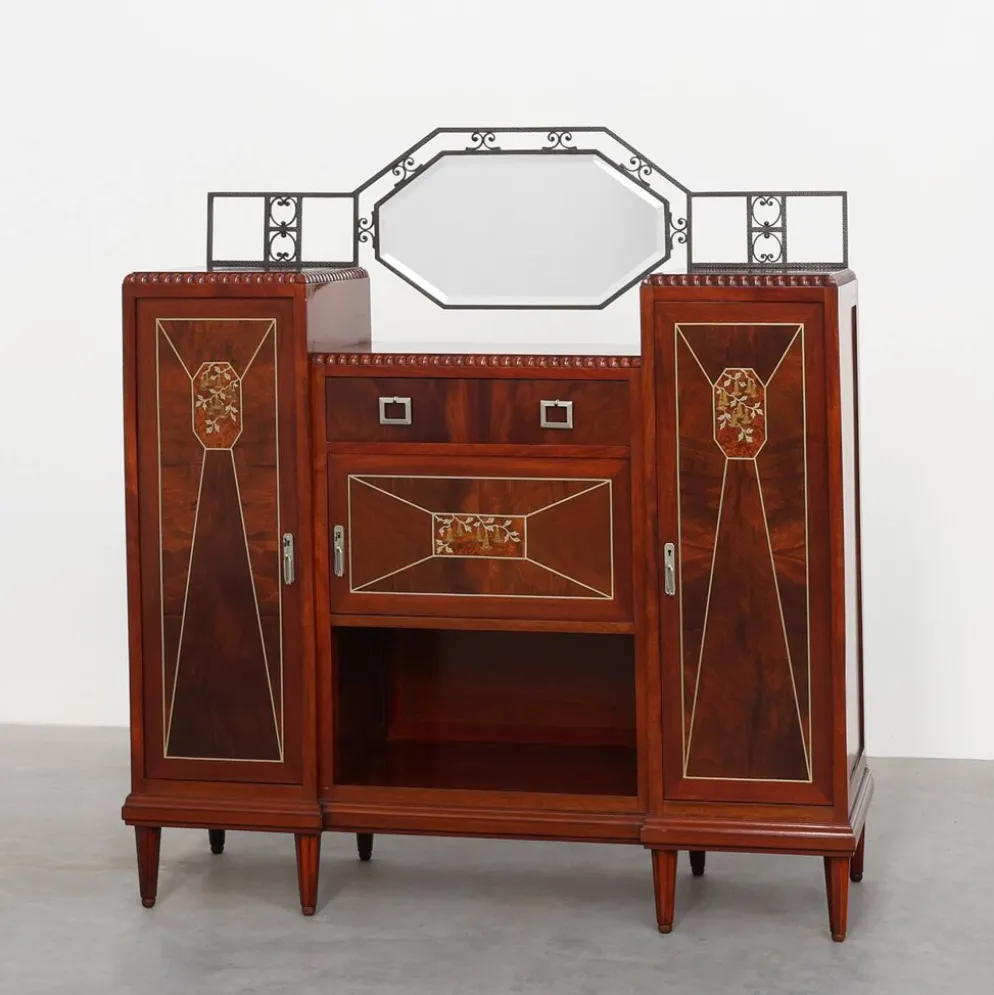 Cabinet en marqueterie Art Déco par De Coene Frères, Belgique, vers 1925