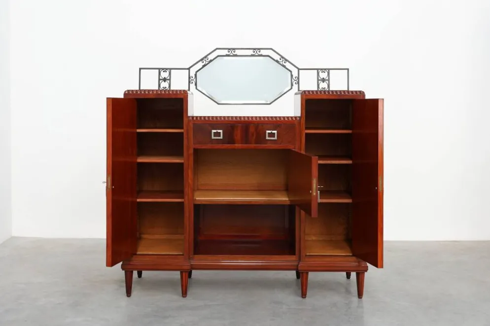 Cabinet en marqueterie Art Déco par De Coene Frères, Belgique, vers 1925