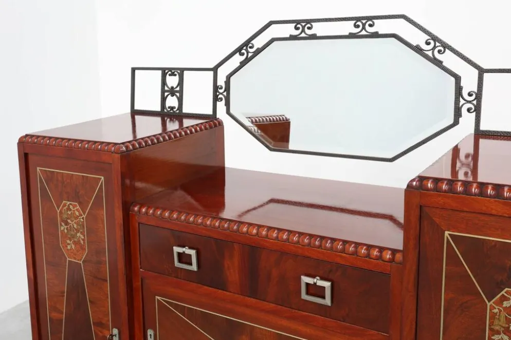 Cabinet en marqueterie Art Déco par De Coene Frères, Belgique, vers 1925