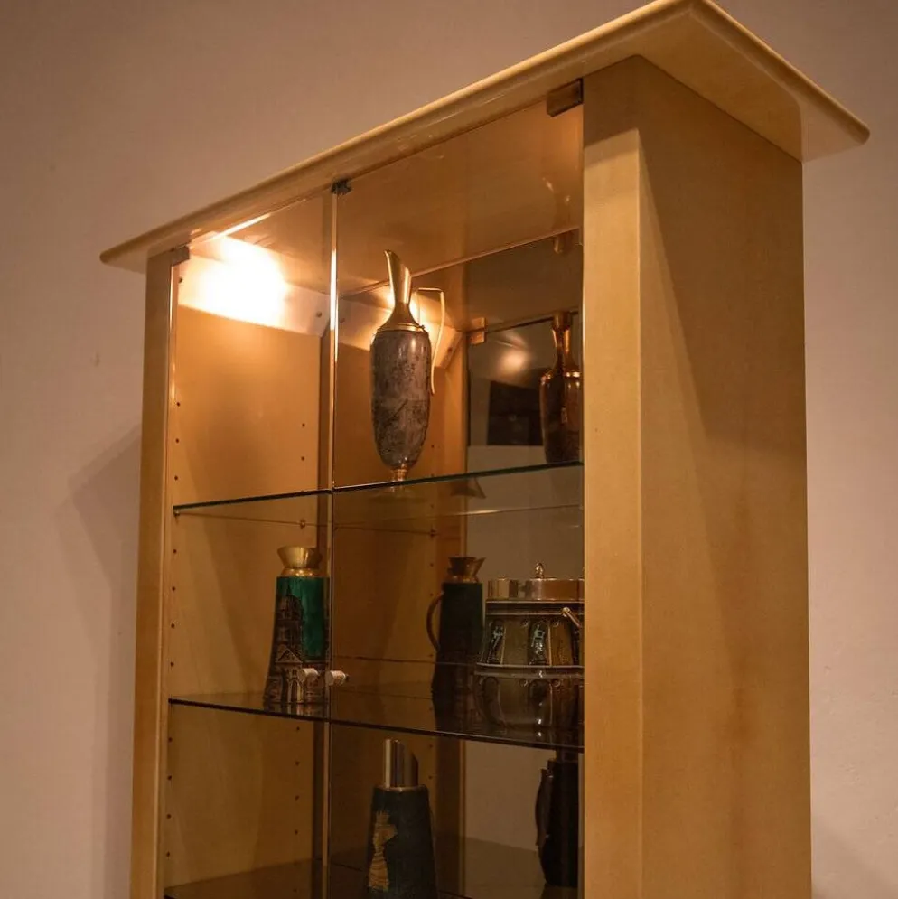 Cabinet en parchemin par Aldo Tura pour Tura Milano