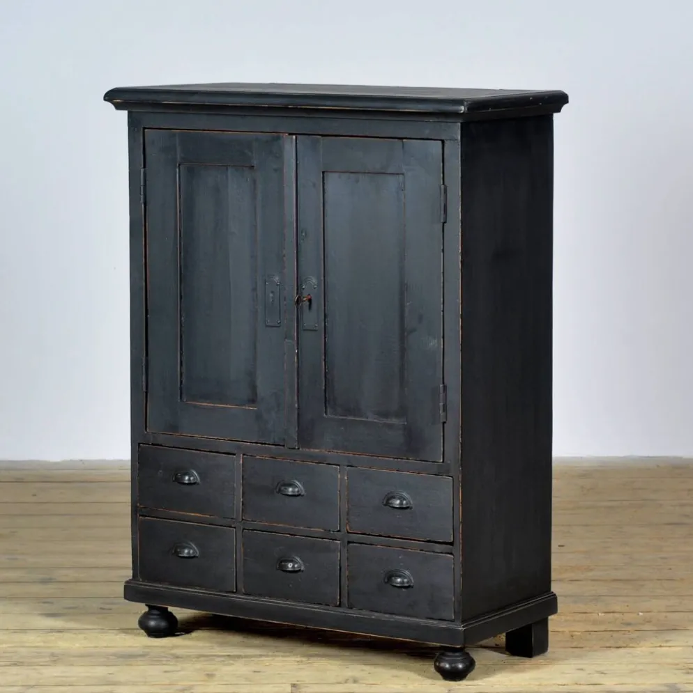 Cabinet en pin avec 6 tiroirs, vers 1920
