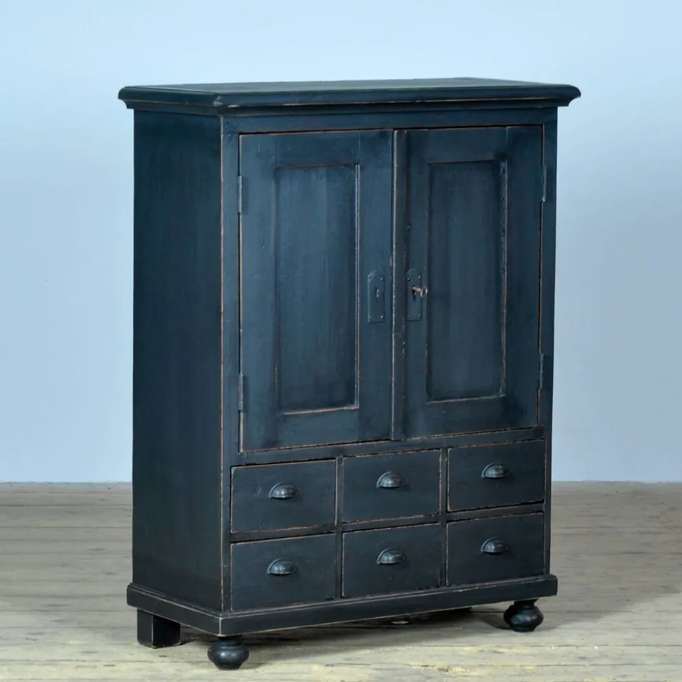 Cabinet en pin avec 6 tiroirs, vers 1920