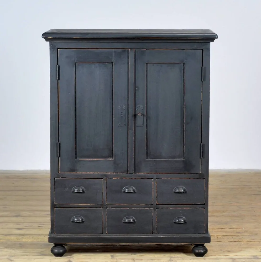 Cabinet en pin avec 6 tiroirs, vers 1920
