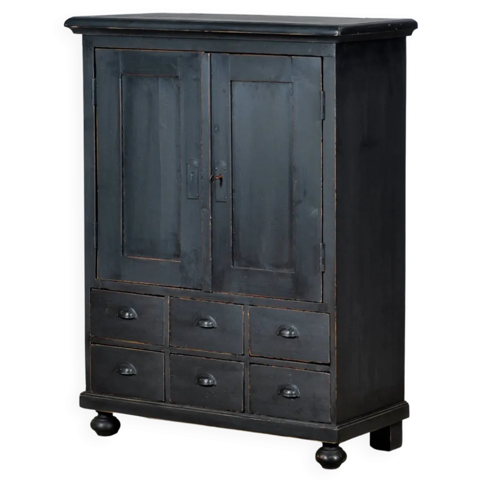 Cabinet en pin avec 6 tiroirs, vers 1920