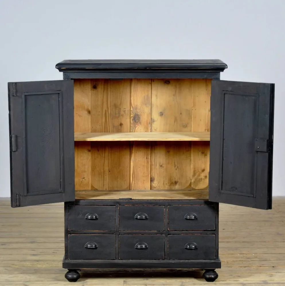 Cabinet en pin avec 6 tiroirs, vers 1920