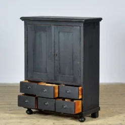 Cabinet en pin avec 6 tiroirs, vers 1920