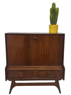 Cabinet mural en teck vintage avec porte à rabat design des années 1960