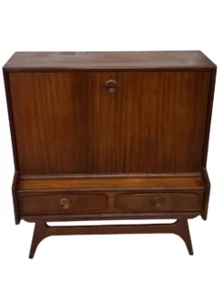 Cabinet mural en teck vintage avec porte à rabat design des années 1960