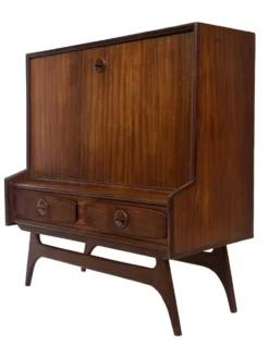 Cabinet mural en teck vintage avec porte à rabat design des années 1960