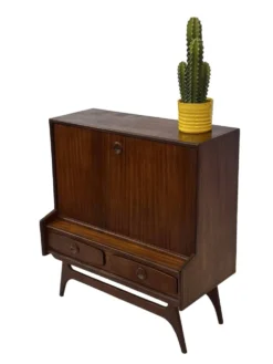 Cabinet mural en teck vintage avec porte à rabat design des années 1960
