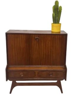 Cabinet mural en teck vintage avec porte à rabat design des années 1960
