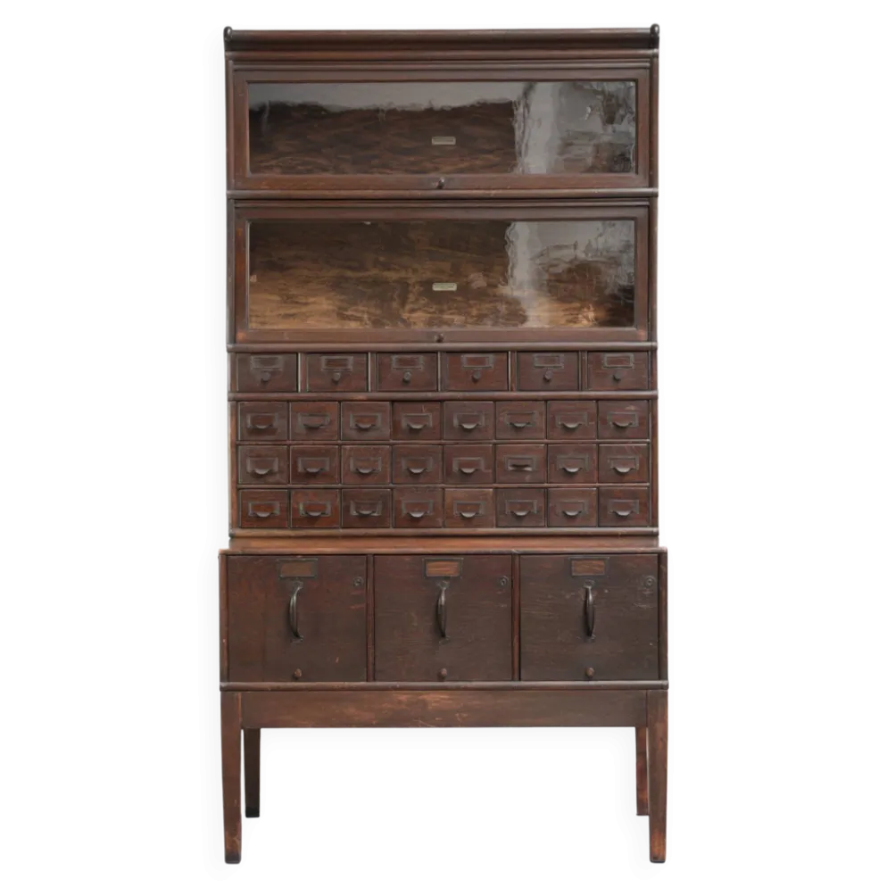 Cabinet notarial/de bureau/de pharmacie modulaire Globe Wernicke d'origine du 19ème siècle