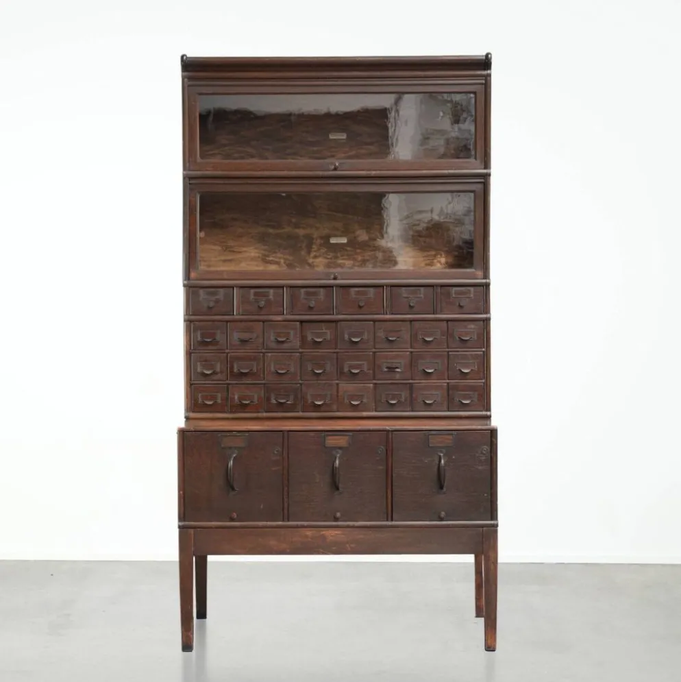 Cabinet notarial/de bureau/de pharmacie modulaire Globe Wernicke d'origine du 19ème siècle
