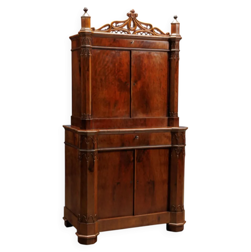 Cabinet piémontais ancien en bois, Italie, XIXe siècle