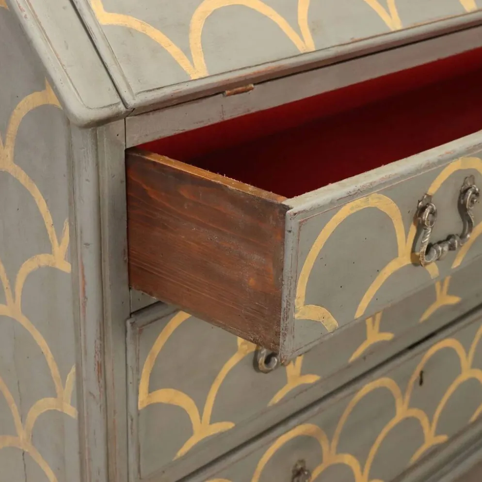 Cabinet, secrétaire à abattant ancien, style néoclassique en noyer, XXe siècle
