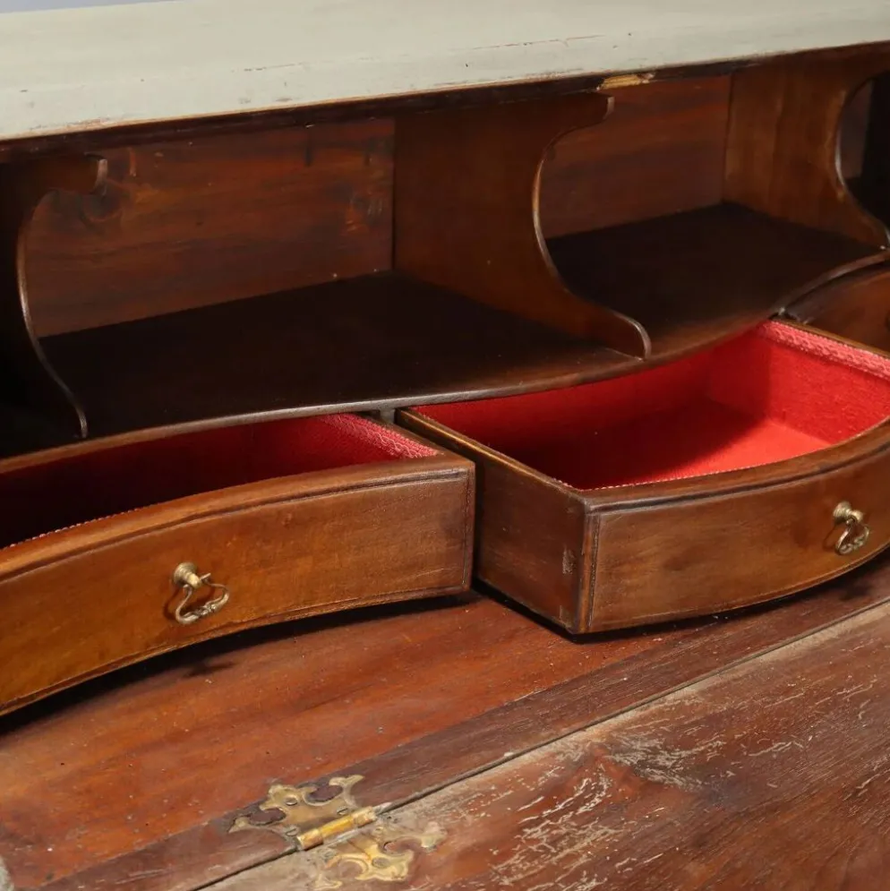Cabinet, secrétaire à abattant ancien, style néoclassique en noyer, XXe siècle