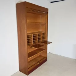 Cabinet, secrétaire tambour en chêne, Allemagne 1960