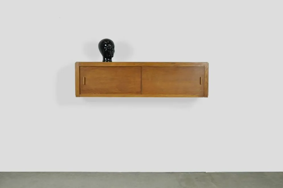 Cabinet suspendu vintage du milieu du siècle avec portes coulissantes, années 1960