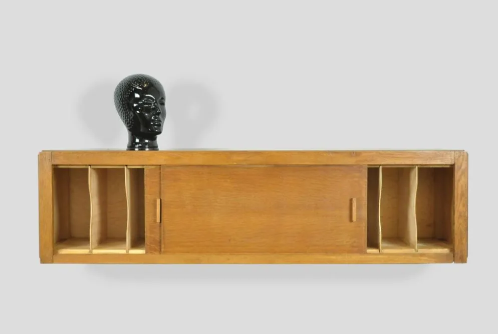 Cabinet suspendu vintage du milieu du siècle avec portes coulissantes, années 1960