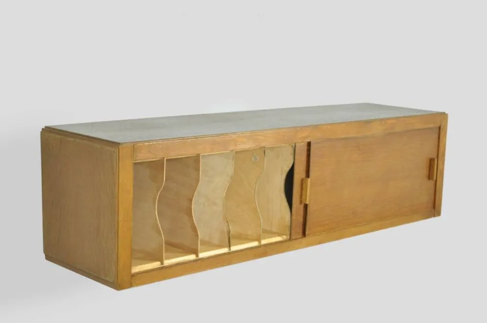 Cabinet suspendu vintage du milieu du siècle avec portes coulissantes, années 1960