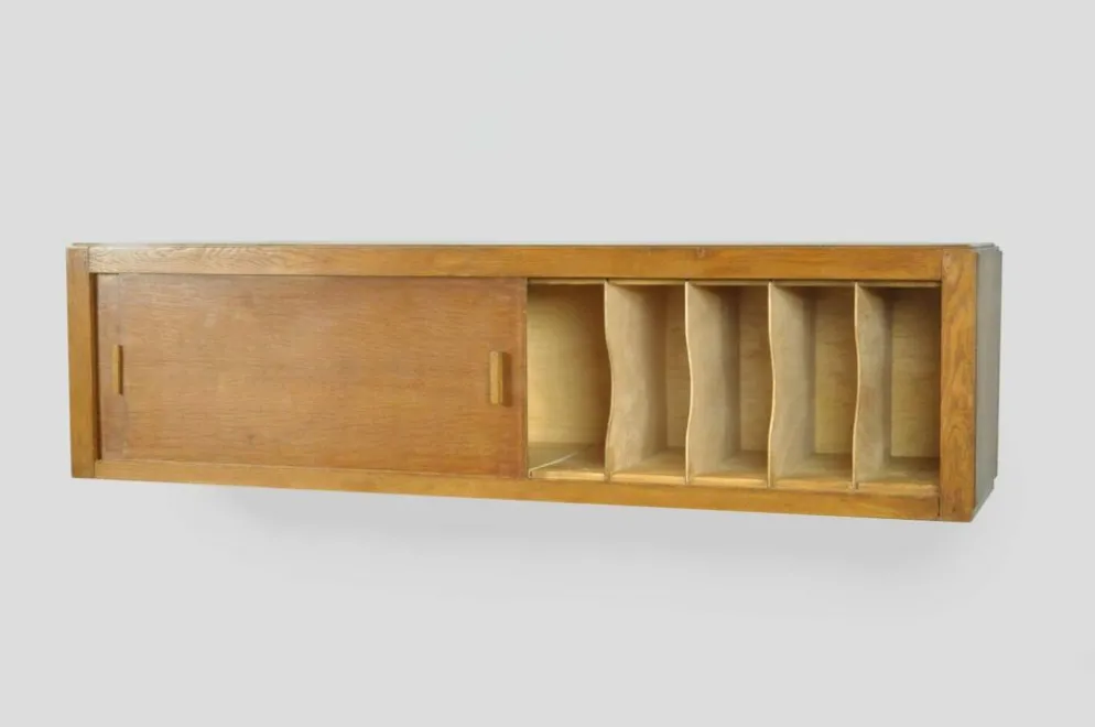 Cabinet suspendu vintage du milieu du siècle avec portes coulissantes, années 1960