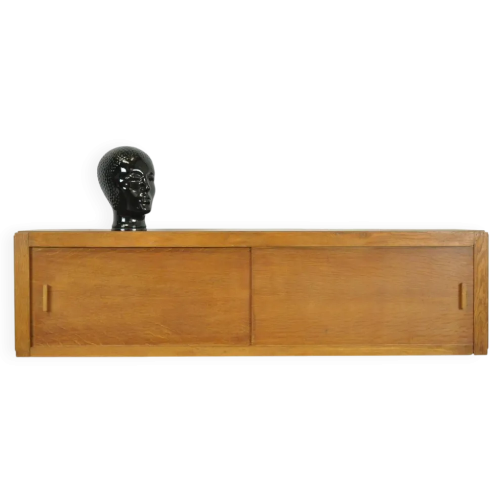 Cabinet suspendu vintage du milieu du siècle avec portes coulissantes, années 1960