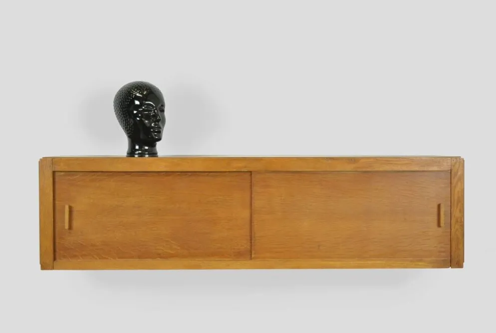 Cabinet suspendu vintage du milieu du siècle avec portes coulissantes, années 1960