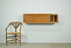 Cabinet suspendu vintage du milieu du siècle avec portes coulissantes, années 1960