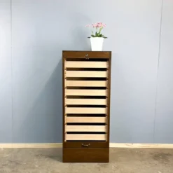 Cabinet à volets roulants, chêne foncé, années 1950
