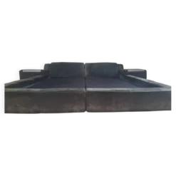 Cadre de lit double - Roche Bobois années 70 - complet – daim vert d’origin