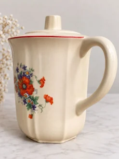 Cafetière ancienne Lunéville à décor floral – faïence fine – vers 1900