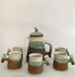 Cafetière céramique vernissée et scarifiée, années 80