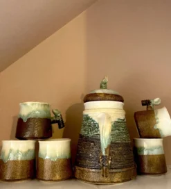 Cafetière céramique vernissée et scarifiée, années 80