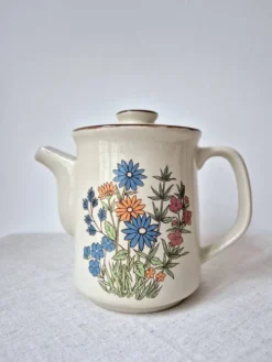 Cafetière en grès à fleurs '70s - Vintage