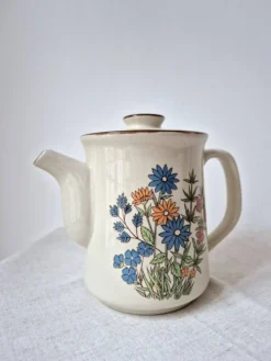 Cafetière en grès à fleurs '70s - Vintage